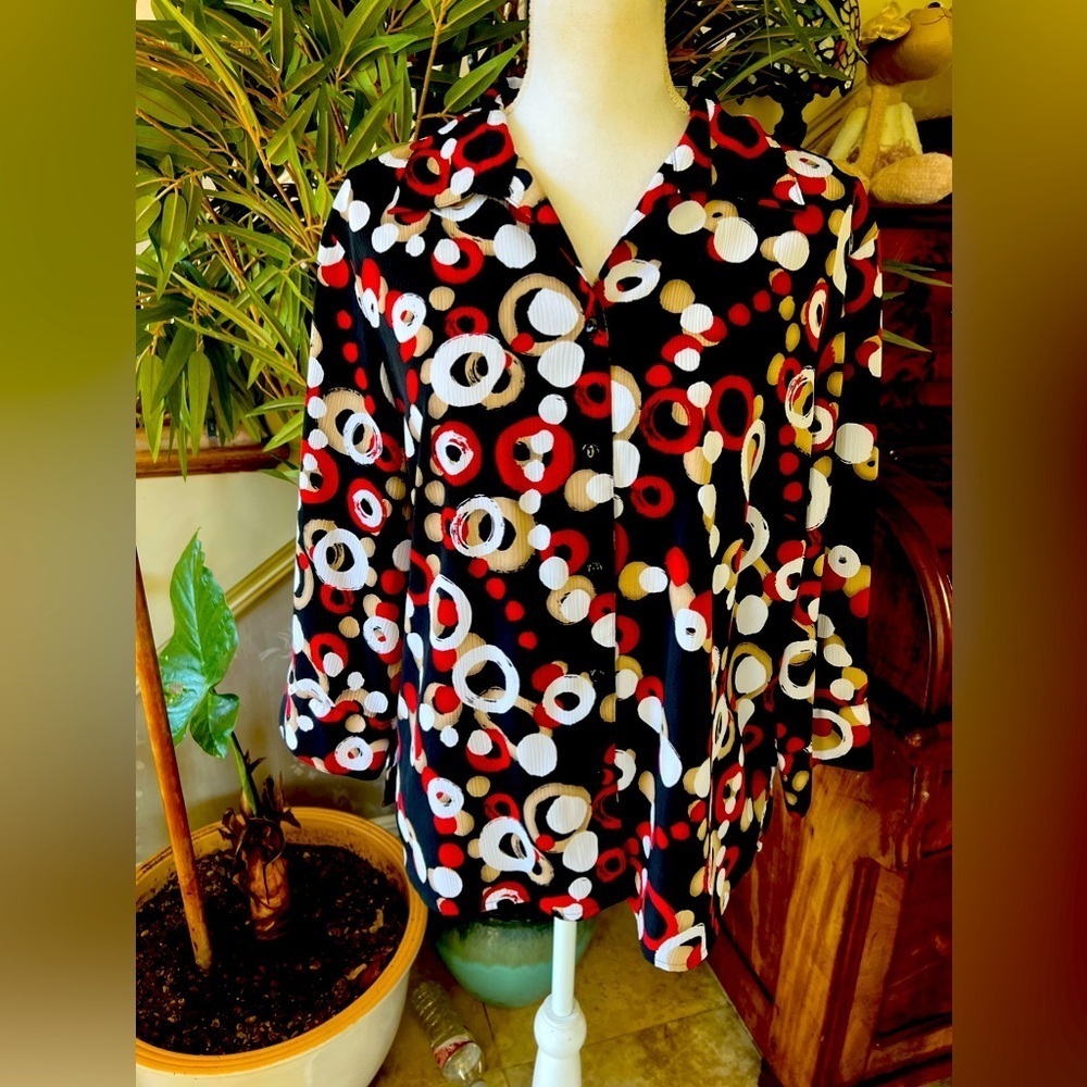Elementz ladies 34 sleeve blouse button-down NWOT extra large - Picture 4 of 16